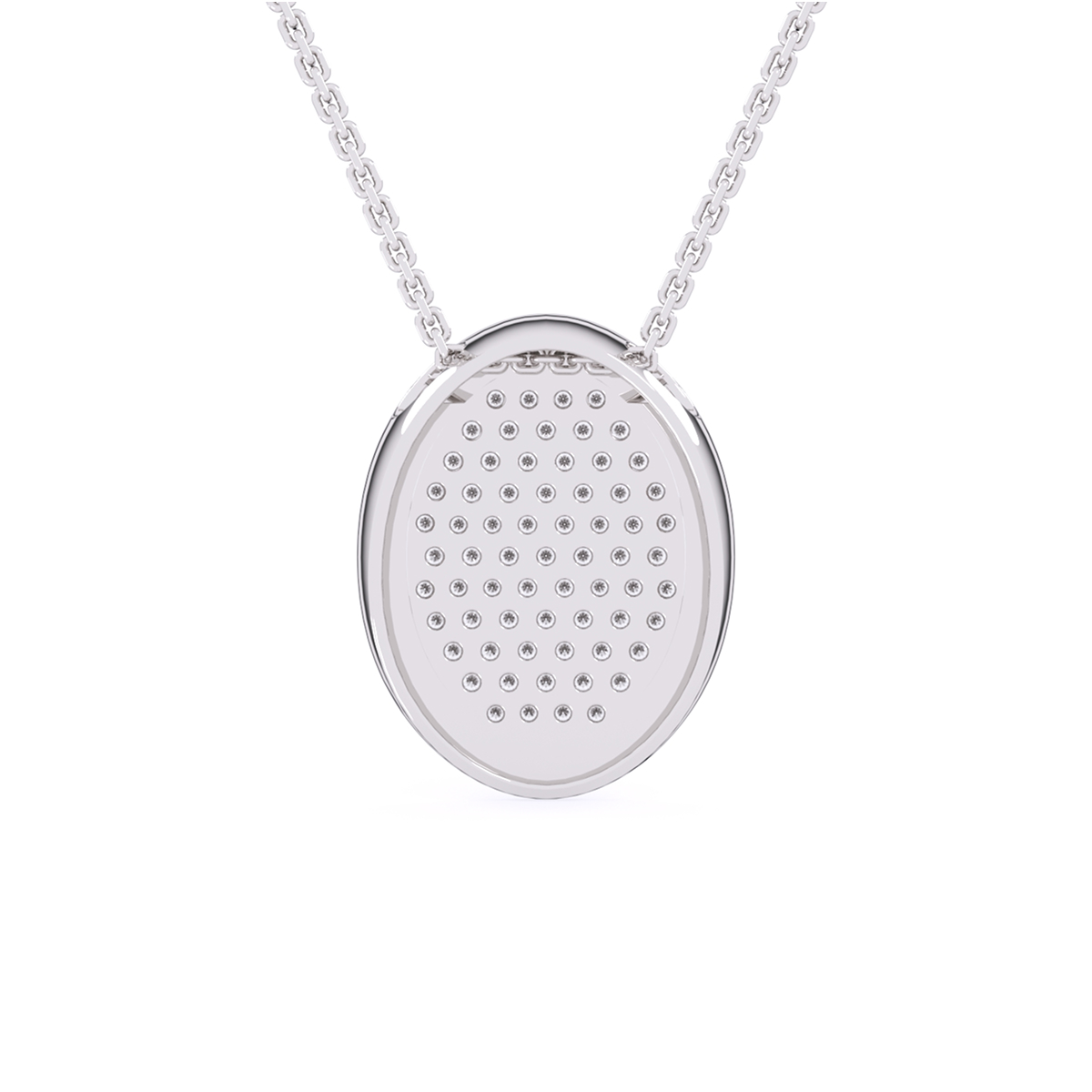 Stylish Oval Shaped Pave Diamond Necklace